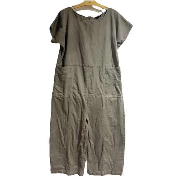 ILANA KOHN Shino Overall Peat Gray Wide Leg Short Sleeve Oversized Pockets Lg - Picture 1 of 6